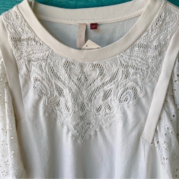 ANTHROPOLOGIE PILCRO WASHED EYELET SWEATSHIRT IVORY SIZE MEDIUM NWT - Picture 9 of 13